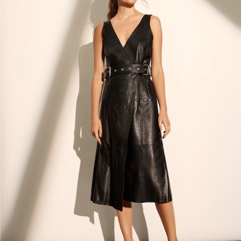 PROENZA SCHOULER BELTED WRAPPED LEATHER DRESS